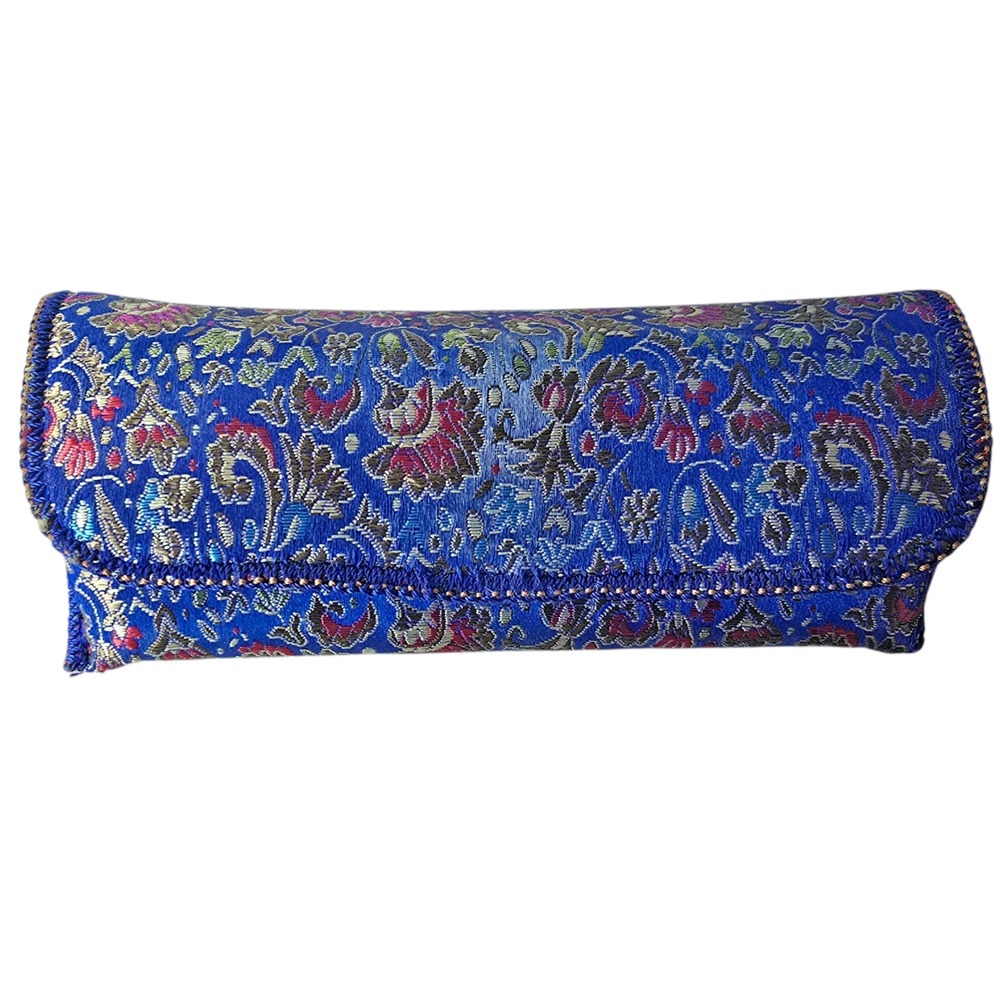 Vintage Oriental Asian Theme Floral Silk Eyeglass Pouch Holder Chrysanthemum